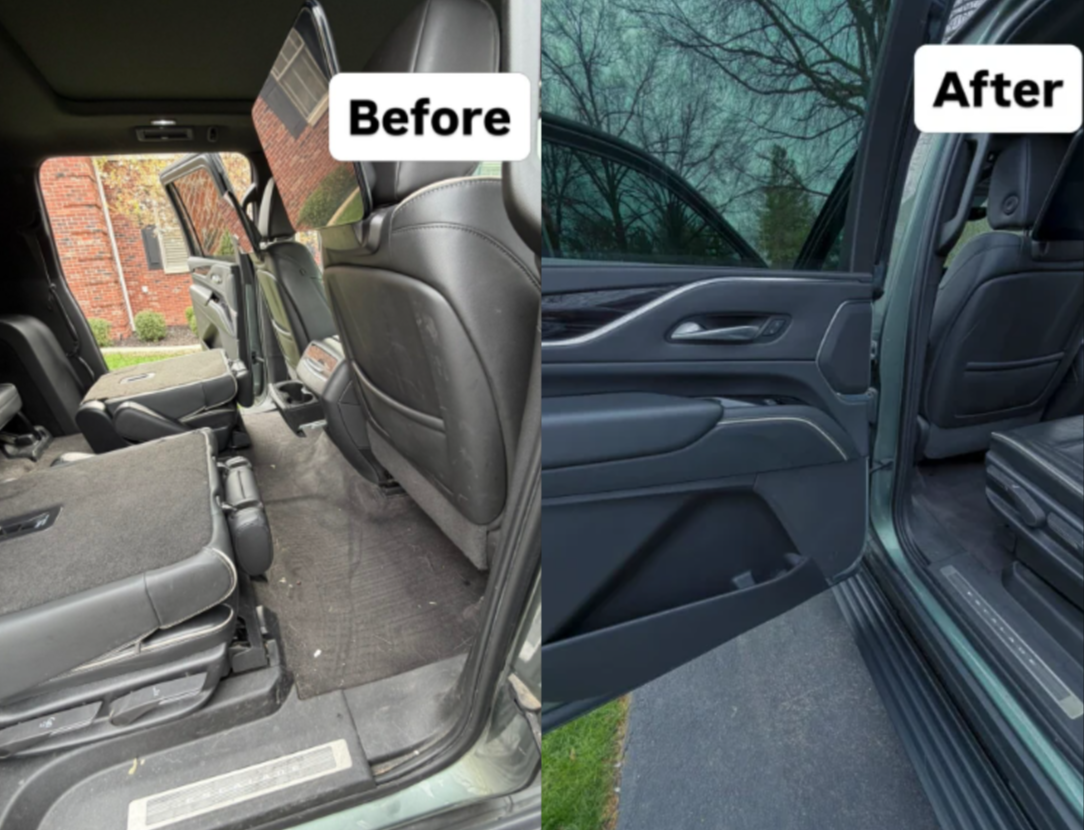 Before and after car detailing comparison — dramatic transformation by Signature Mobile Detailing